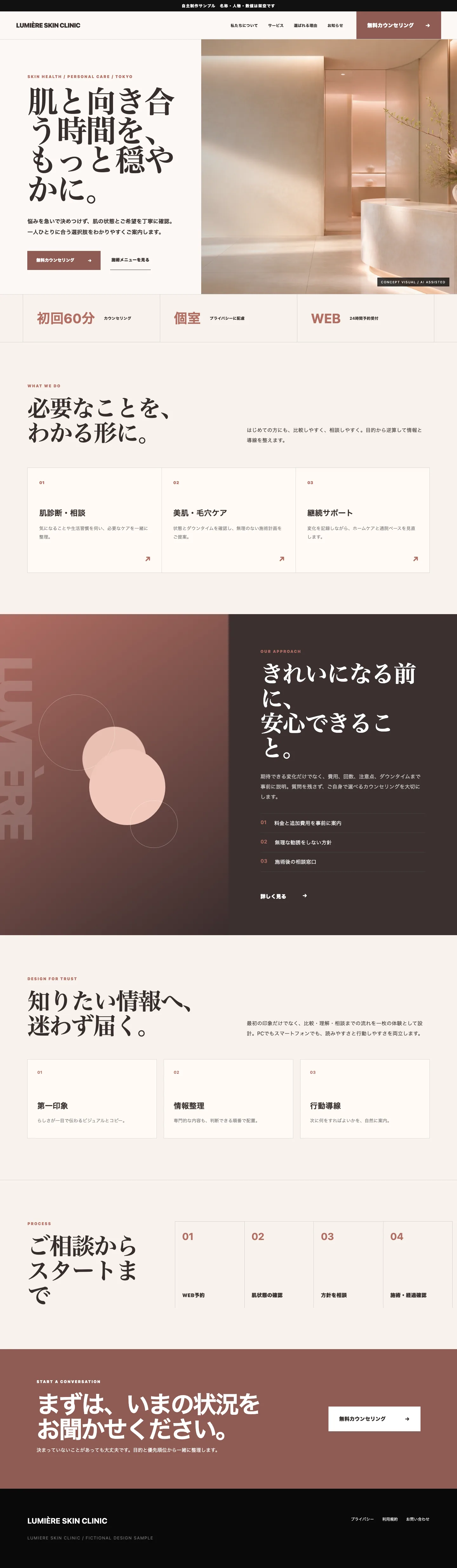 無料カウンセリングにつながる美容クリニックサイトの提案画像サンプル