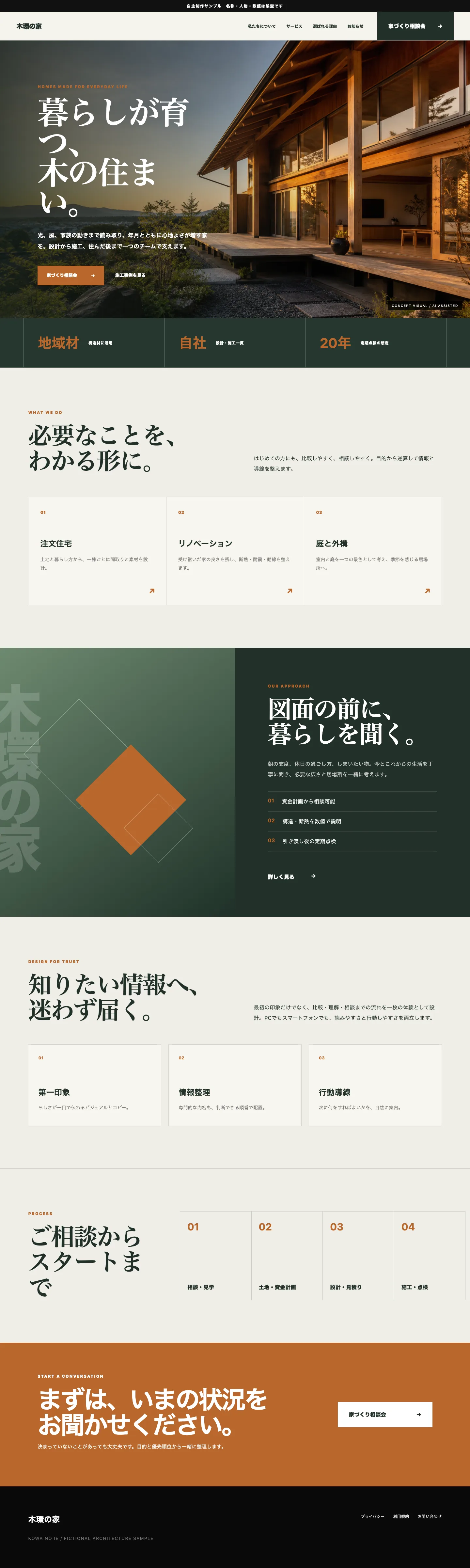 施工事例と相談予約につながる工務店サイト