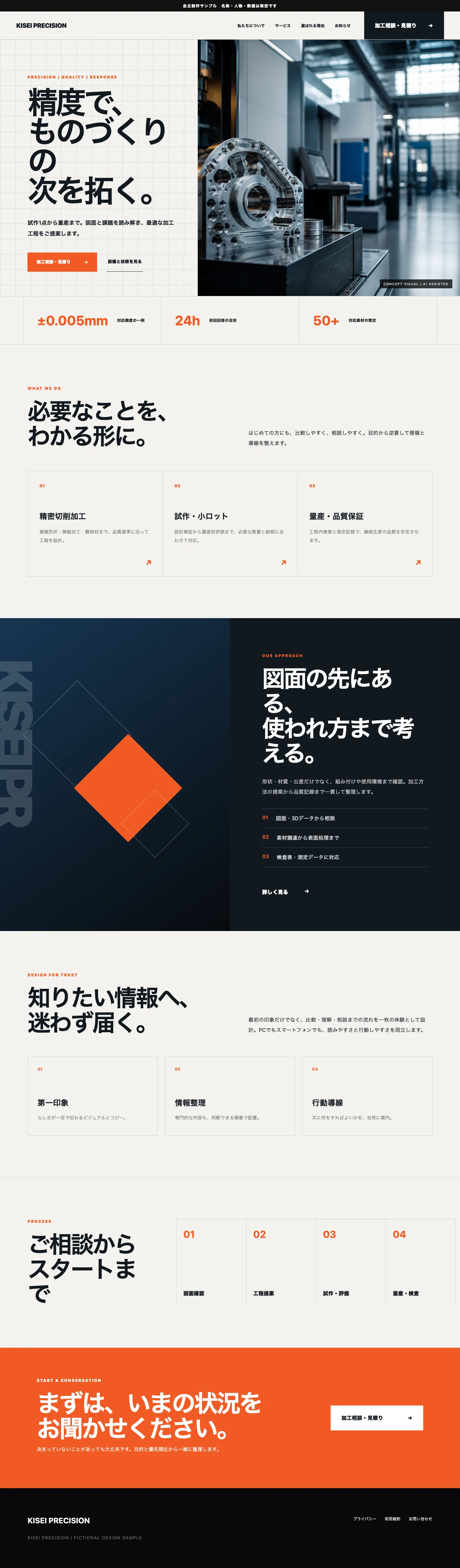 加工相談につながる精密製造業コーポレートサイト