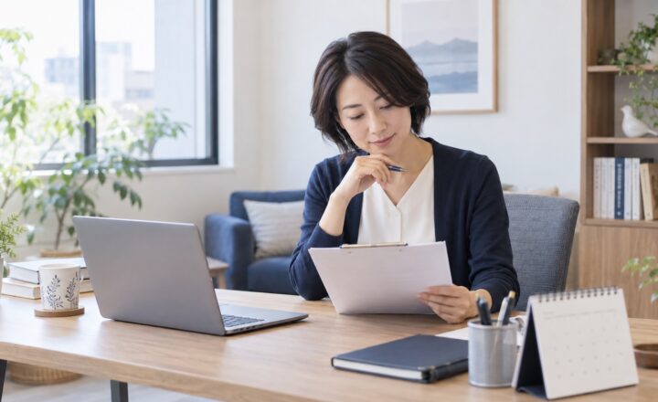 相談準備シートを確認する心理職のイメージ写真