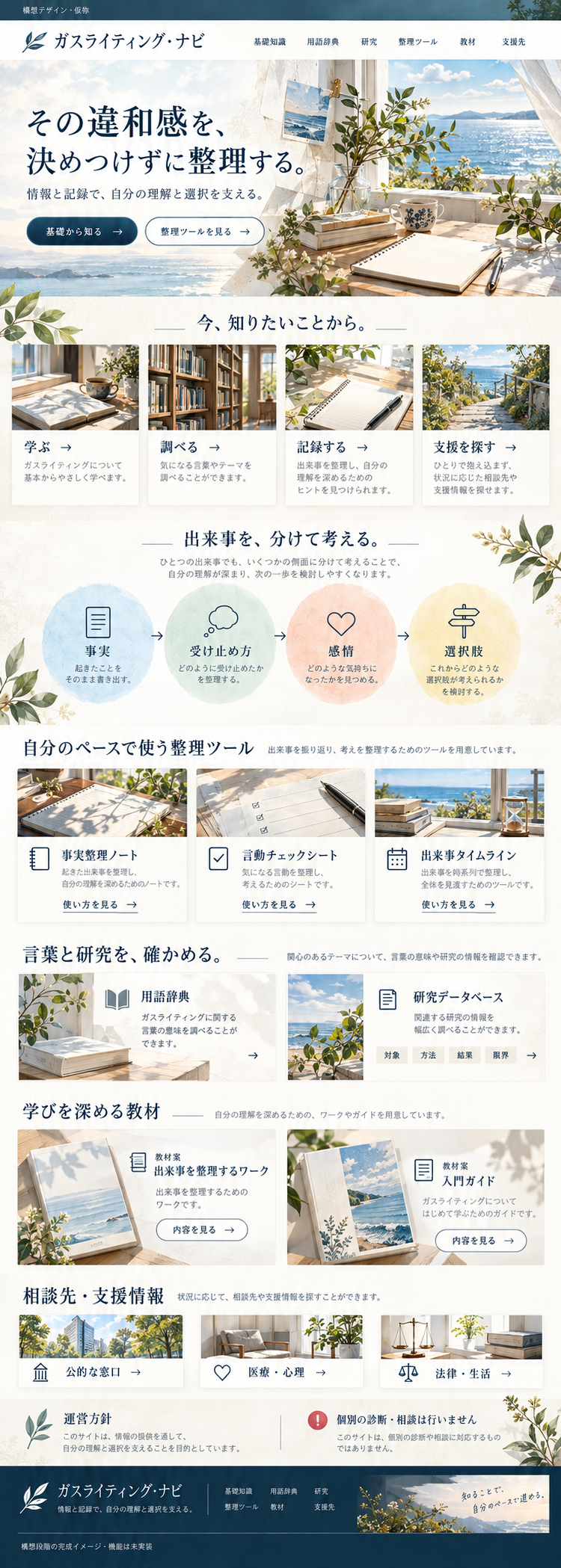 事実・受け止め方・感情を分けて記録する――心理学の情報サイト制作案「ガスライティング・ナビ」